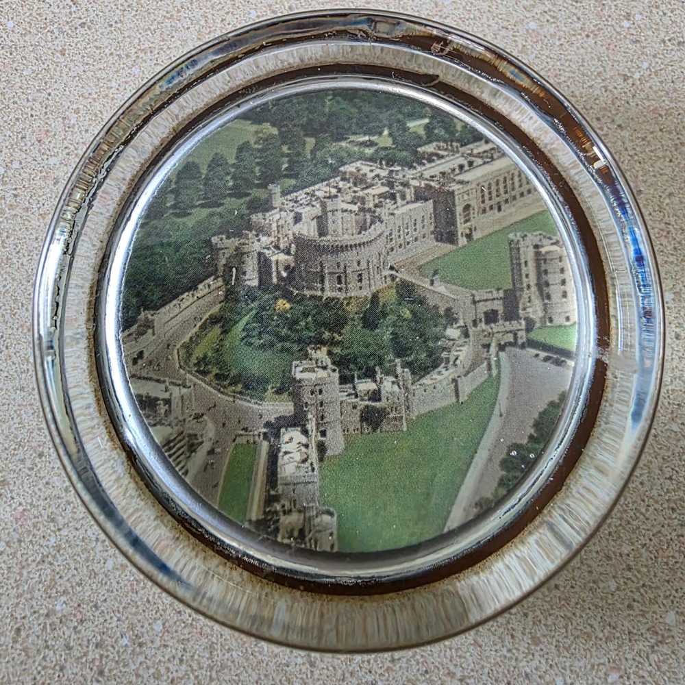 Windsor Castle Paperweight 2.5" Clear Vintage Glass Souvenir UK